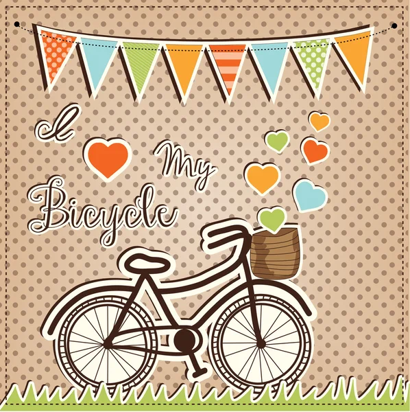 Retro or vintage bicycle with hearts — Stock Vector