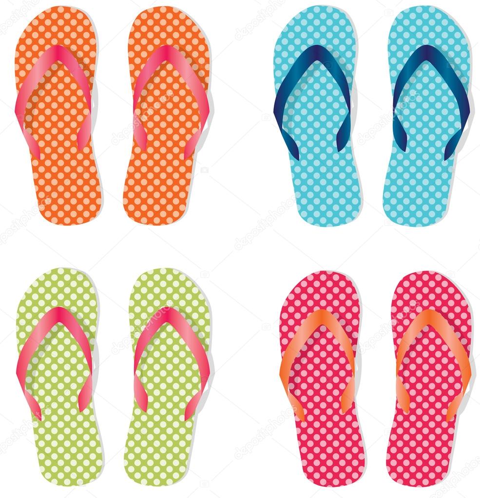 Group of four flip flops or sandals