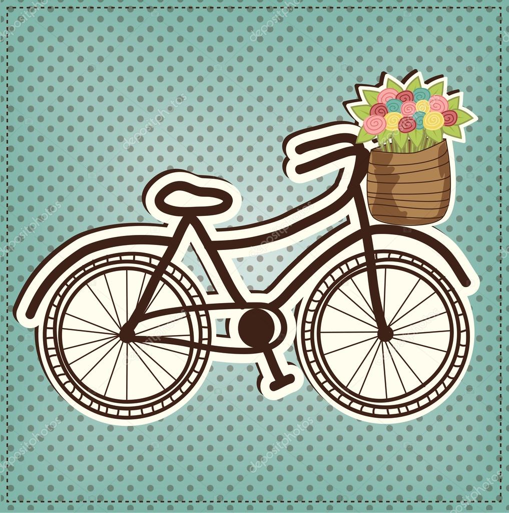 retro or vintage bicycle with a basket full of flowers