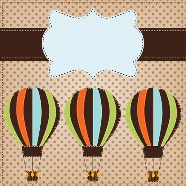 Vintage och retro luftballong på polka dot bakgrund — Stock vektor