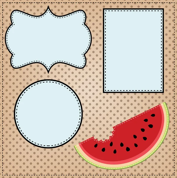 A slice of watermelon, with frames for text — Stock Vector