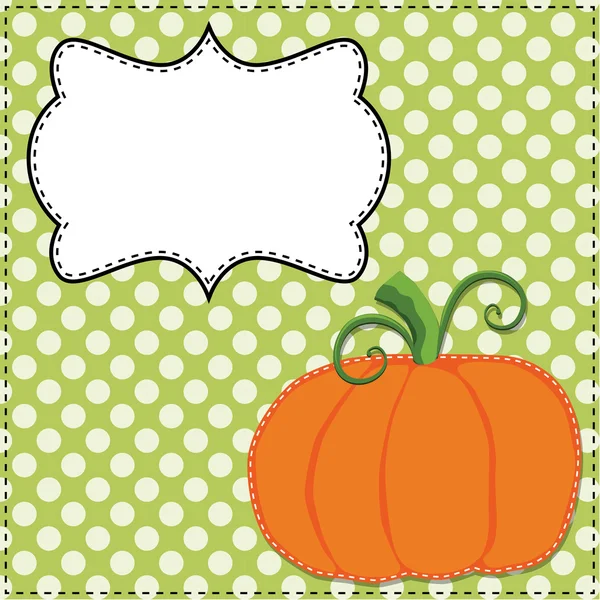 Pumpkin on a green polka dot background — Stock Vector