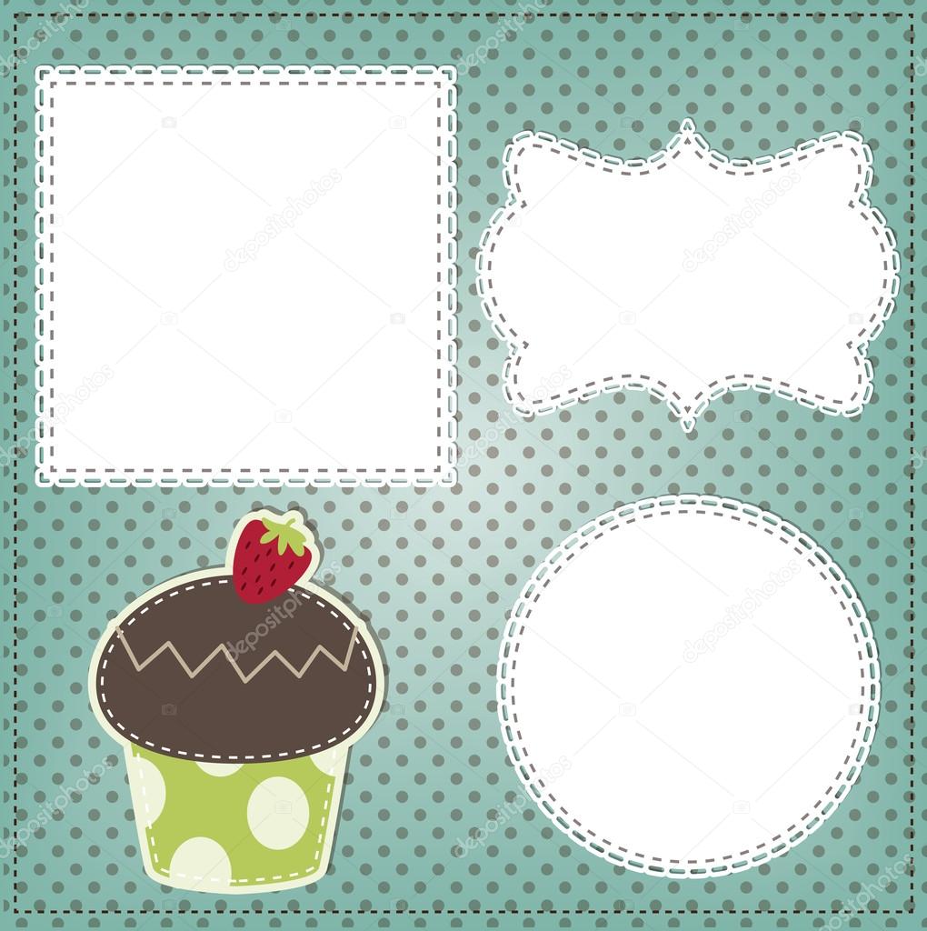Retro cupcake layout, with vintage lace frames — Stock Vector © sjhuls