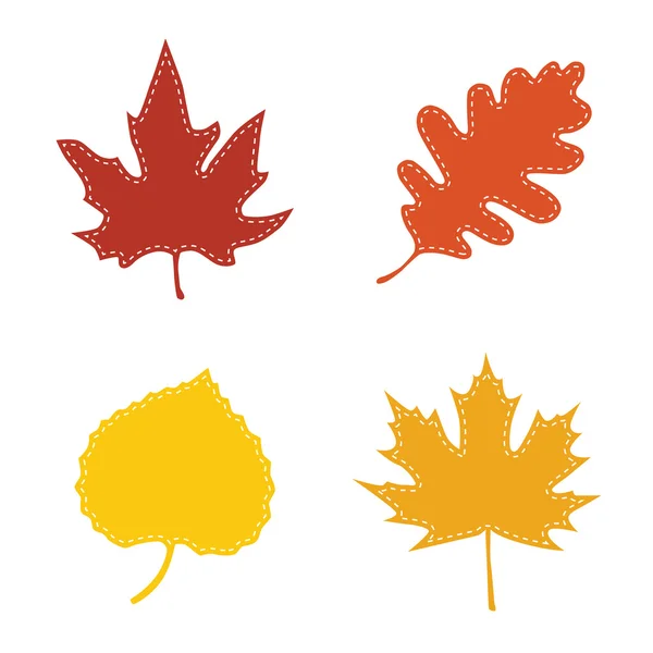 Hojas de otoño con puntadas — Archivo Imágenes Vectoriales