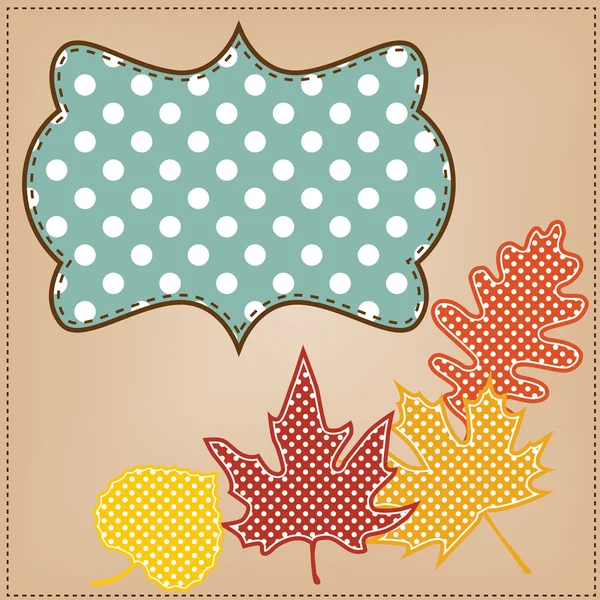 Autumn leaves with polka dot frame — Stock Vector