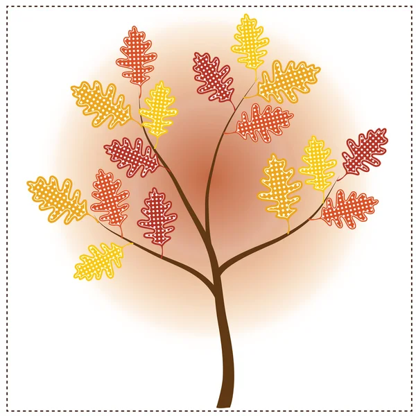 Arbre d'automne avec feuilles de chêne — Image vectorielle