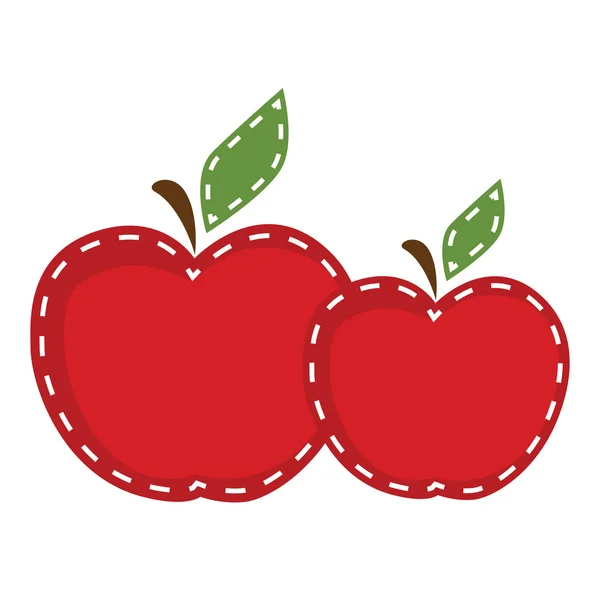 Duas maçãs com costura bonito — Vetor de Stock