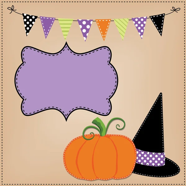 Pumpkin or jack o lantern and witches hat template — Stock Vector