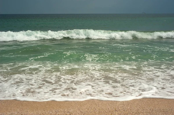 Crystal Clear Emerald Green Sea Gold Sandy Beach Beach Sea — Fotografia de Stock