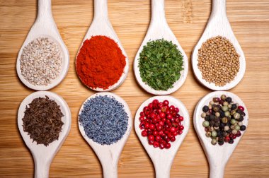 fasulye, baklagiller, bezelye, kıyılmış baharat parsely küme koleksiyon, mercimek, haşhaş ve biber