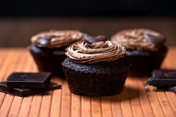 Sweet and creamy chocolate muffin at restaurant and cookie shop — Stock Photo, Image