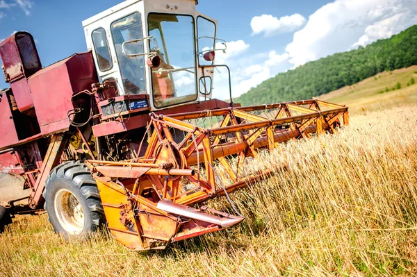 Machines in tarwe en graan gewassen te oogsten — Stockfoto