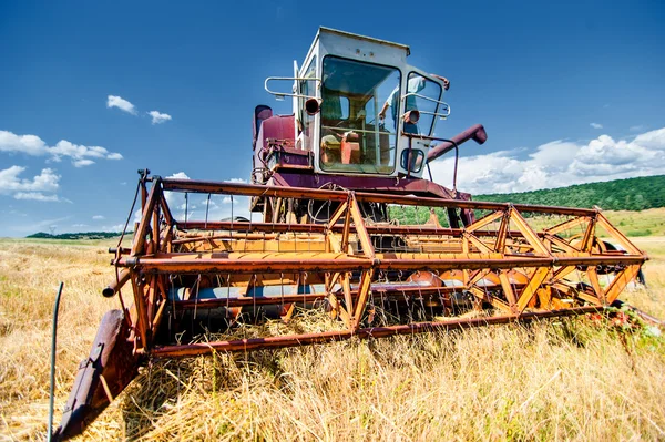 Raccolta delle colture in campo con aratore professionista — Foto Stock