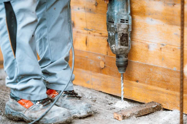 Close Details Machinery Masonry Rotary Drill Construction Site Concrete Details — Stockfoto