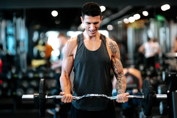 Professional Athlete Working Out Biceps Gym — Stock Photo, Image