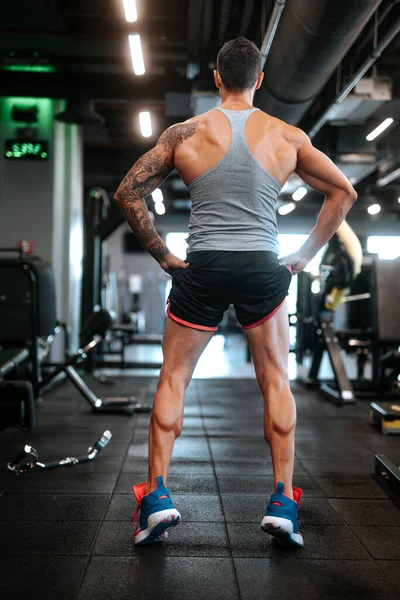 Professional Athlete Working Out Gym Doing Legs Training Weights Calves — Stock Photo, Image