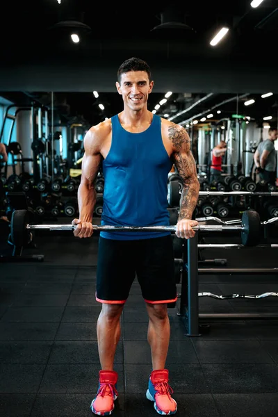 Portrait Healthy Fitness Man Working Out Gym Athlete Professional Certified — Stock Photo, Image