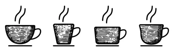 Set Tazza Caffè Doodle Vettoriale Illustrazione — Vettoriale Stock
