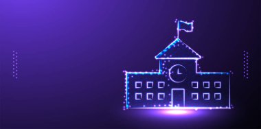 Okul, çokgen tasarım vektörü illüstrasyonundan düşük poligramlı kablo örgüsü oluşturma