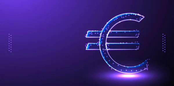 Euro Moneta Basso Poli Wireframe Disegno Poligonale Vettoriale Illustrazione — Vettoriale Stock