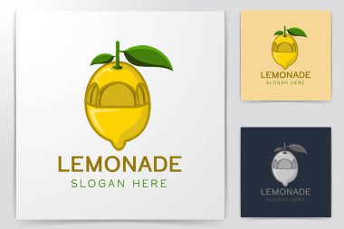 sarı limonata, suyu logo tasarımları ilham izole beyaz arka plan üzerinde