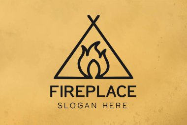Mono çizgi ateş macera logo tasarım ilham için