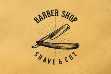 elle çizilmiş tıraş bıçağı, vintage kuaför dükkanı hipster logo tasarımları ilham izole beyaz arka plan üzerinde