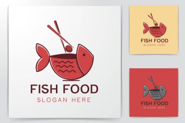 Kase balık, suşi restoran logo tasarım ilham izole üzerinde beyaz arka planlar