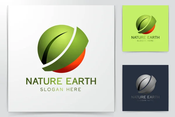 Planet Und Blatt Öko Logo Inspiration Isoliert Auf Weißem Hintergrund — Stockvektor