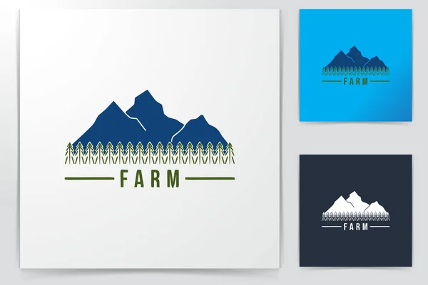 Paisajes Montaña Abeto Logotipo Granja Diseños Inspiración Aislado Sobre Fondo — Vector de stock