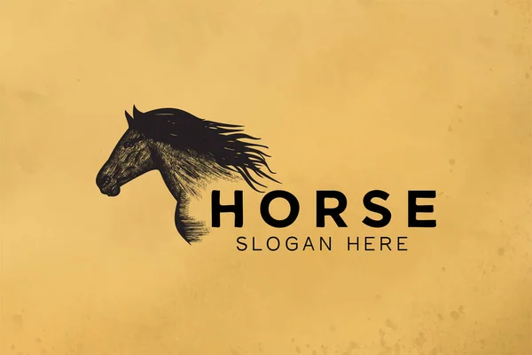Hand Gezeichnet Pferd Logo Designs Inspiration Isoliert Auf Weißem Hintergrund lizenzfreie Stockvektoren