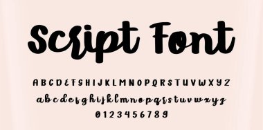 Handwritten script font. brush font vector illustration isolated Background clipart