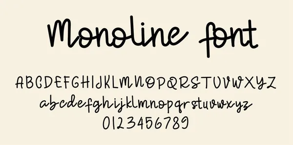 Monoline Script Fonte Alfabeto Vetor Ilustração Isolado Fundo — Vetor de Stock