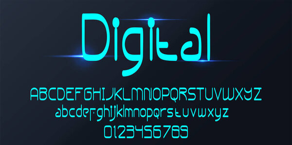 Digital alphabet Font vector illustration isolated Background