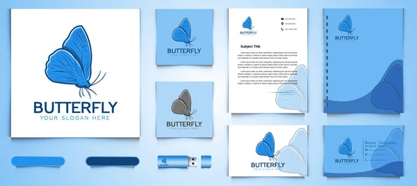 Mariposa Logo Plantilla Marca Negocios Diseños Inspiración Aislado Sobre Fondo — Vector de stock