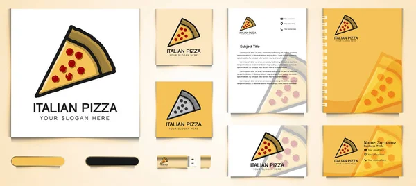 Логотип Пиццы Шаблон Бизнес Бренда Designs Inspiration Isolated White Background — стоковый вектор