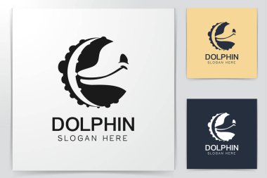 Ahtapot ayaklar, ve yunus baş Logo tasarımları ilham izole beyaz arka plan üzerinde