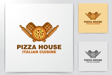 Pizza ahşap plaka, oklava Logo tasarımları ilham, vektör çizim