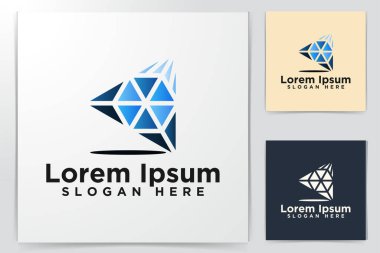 Mavi Dikdörtgen Logo Tasarımları Vektör İllüstrasyon