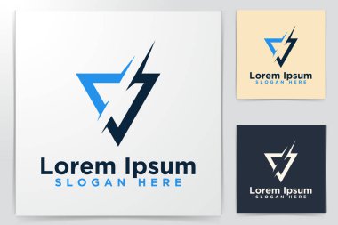 Mavi Dikdörtgen Logo Tasarımları Vektör İllüstrasyon