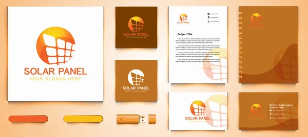 Logotipo Solar Plantilla Marca Comercial Diseños Inspiración Aislado Sobre Fondo — Vector de stock