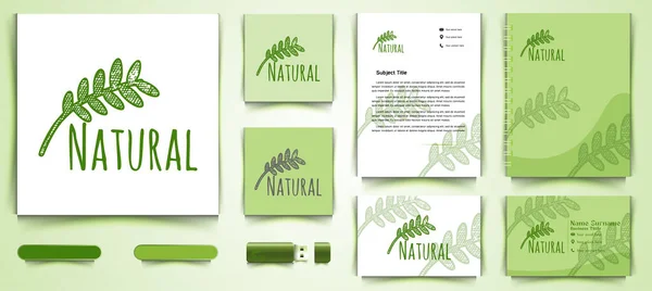 Natürliche Gesunde Emblem Logo Und Visitenkarte Branding Vorlage Designs Inspiration — Stockvektor