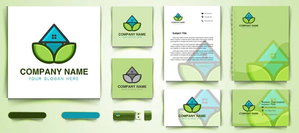 Huis Thuiszorg Logo Visitekaartje Branding Sjabloon Designs Inspiratie Geïsoleerd Witte — Stockvector