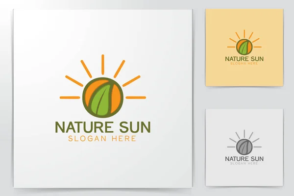 Sonne Sonnenblume Sonnenschein Sonnenaufgang Und Blatt Logo Designs Inspiration Isoliert — Stockvektor