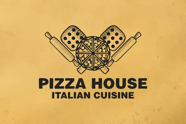 Vintage Italská Pizza Logo Design Inspirace Izolované Bílém Pozadí — Stockový vektor