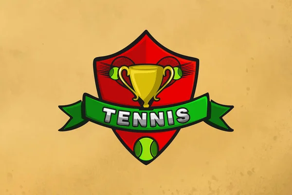 Tenisçi Tenis Kupası Logo Tasarımları Ilham Izole Beyaz Arka Plan — Stok Vektör