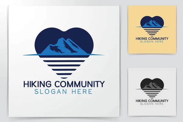 Mountain Love Climber Community Logo Diseños Inspiración Aislado Sobre Fondo — Vector de stock