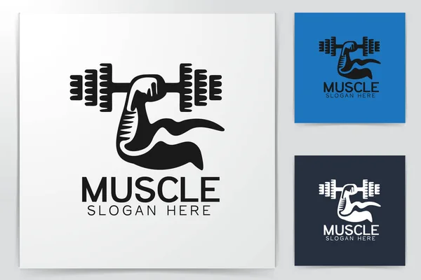 Barbel Ginásio Dumbbell Fitness Mão Bíceps Logo Projeta Inspiração Ilustração — Vetor de Stock