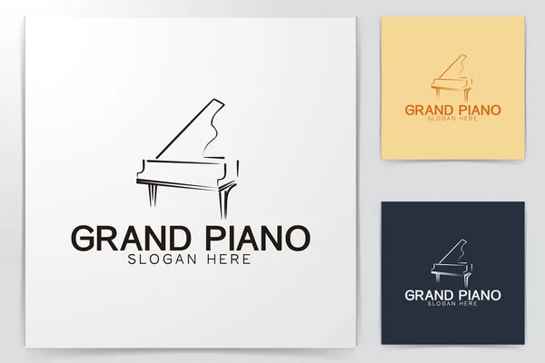 Mono Line Piano Musikalisk Logotyp Mönster Inspiration Isolerade Vit Bakgrund — Stock vektor