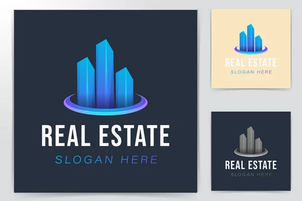 Stadsgebouw Real Estate Logo Ideas Inspiratie Logo Ontwerp Template Vector — Stockvector